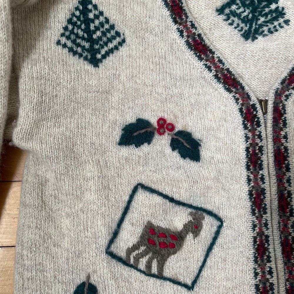 Vintage 1980s Northern Reflections Christmas Knitted Sweater Zip Up Cardigan - Picture 5 of 11